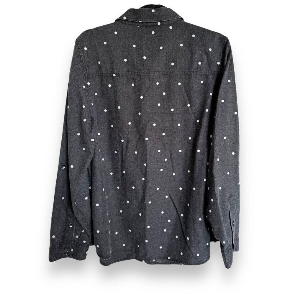 Torrid Womens Blouse Sz 1 1X 14 16 Taylor Gray Polka Dot Relaxed Fit Button Up - Picture 5 of 9